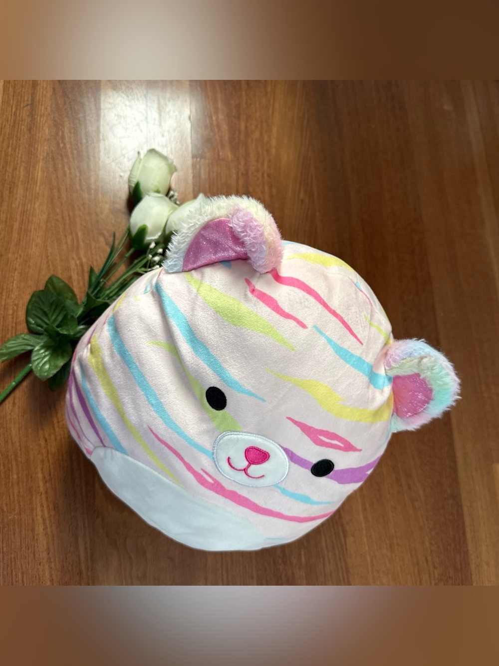 Plush Rainbow Striped Bear Pillow - Kids Toy